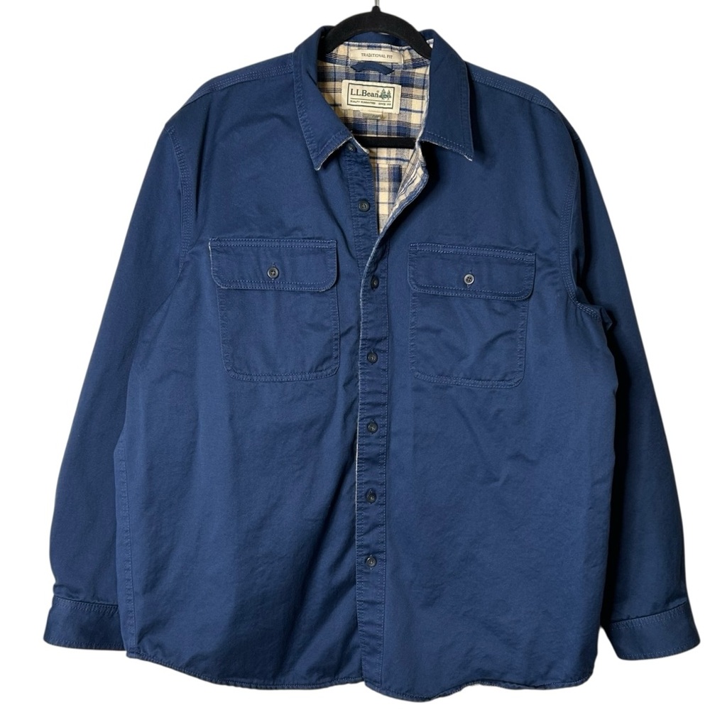 L.L.‎ BEAN | VTG Men’s Heavy Blanket Lined Full Button Down Flannel - Blue - Lg